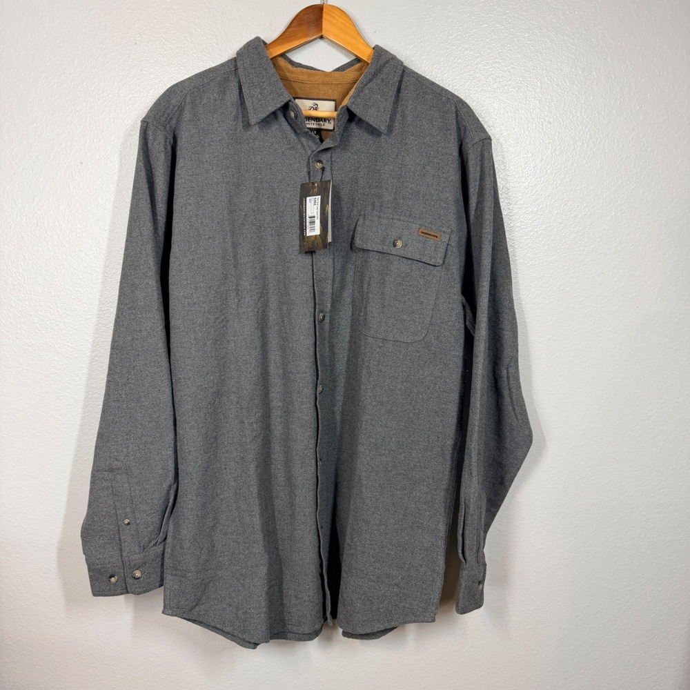 Legendary Whitetails‎ Flannel Shirt Men LT Gray Buck Camp Button Up Cotton